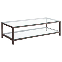 Tampa Furniture Outlet - Coaster - Trini 1-shelf Glass Top Coffee Table Black Nickel - 720228