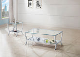 Tampa Furniture Outlet - Coaster - Saide 2-piece Glass Top Coffee and End Table Set Chrome - 720338-S2