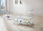 Tampa Furniture Outlet - Coaster - Saide 3-piece Glass Top Coffee and End Table Set Chrome - 720338-S3