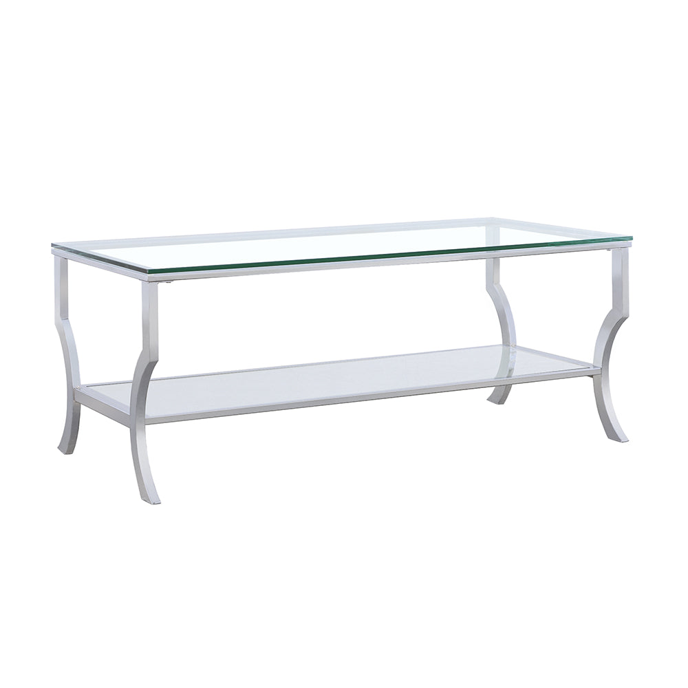 Tampa Furniture Outlet - Coaster - Saide Rectangular Glass Top Coffee Table Chrome - 720338