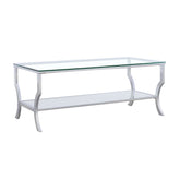 Tampa Furniture Outlet - Coaster - Saide Rectangular Glass Top Coffee Table Chrome - 720338