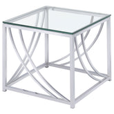 Tampa Furniture Outlet - Coaster - Lille Square Glass Top Side End Table Chrome - 720497