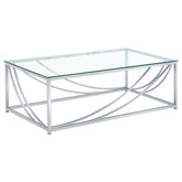Tampa Furniture Outlet - Coaster - Lille Rectangular Glass Top Coffee Table Chrome - 720498