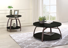 Tampa Furniture Outlet - Coaster - Dacre 2-piece Round Coffee and End Table Set Dark Charcoal - 722208-S2