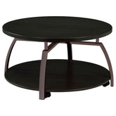 Tampa Furniture Outlet - Coaster - Dacre Round Engineered Wood Top Coffee Table Dark Charcoal - 722208