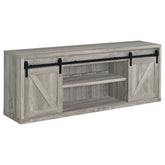 Tampa Furniture Outlet - Coaster - Brockton 2-door Engineered Wood 71-inch TV Stand Grey Driftwood - 723263