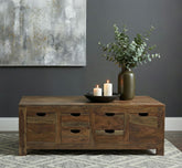 Tampa Furniture Outlet - Coaster - Esther 6-drawer Solid Wood Coffee Table Natural Sheesham - 723888