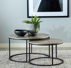 Tampa Furniture Outlet - Coaster - Lainey 2-piece Round Faux Marble Nesting Coffee Table Grey - 736028