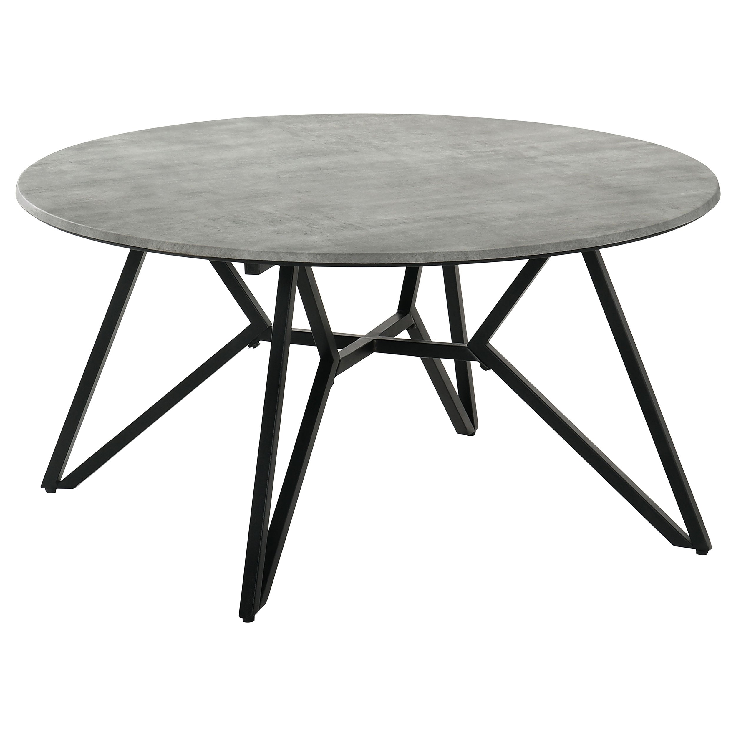 Tampa Furniture Outlet - Coaster - Hadi Round SmartTop Coffee Table Cement and Gunmetal - 736178