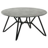 Tampa Furniture Outlet - Coaster - Hadi Round SmartTop Coffee Table Cement and Gunmetal - 736178