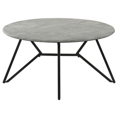 Hadi Round SmartTop Coffee Table Cement and Gunmetal