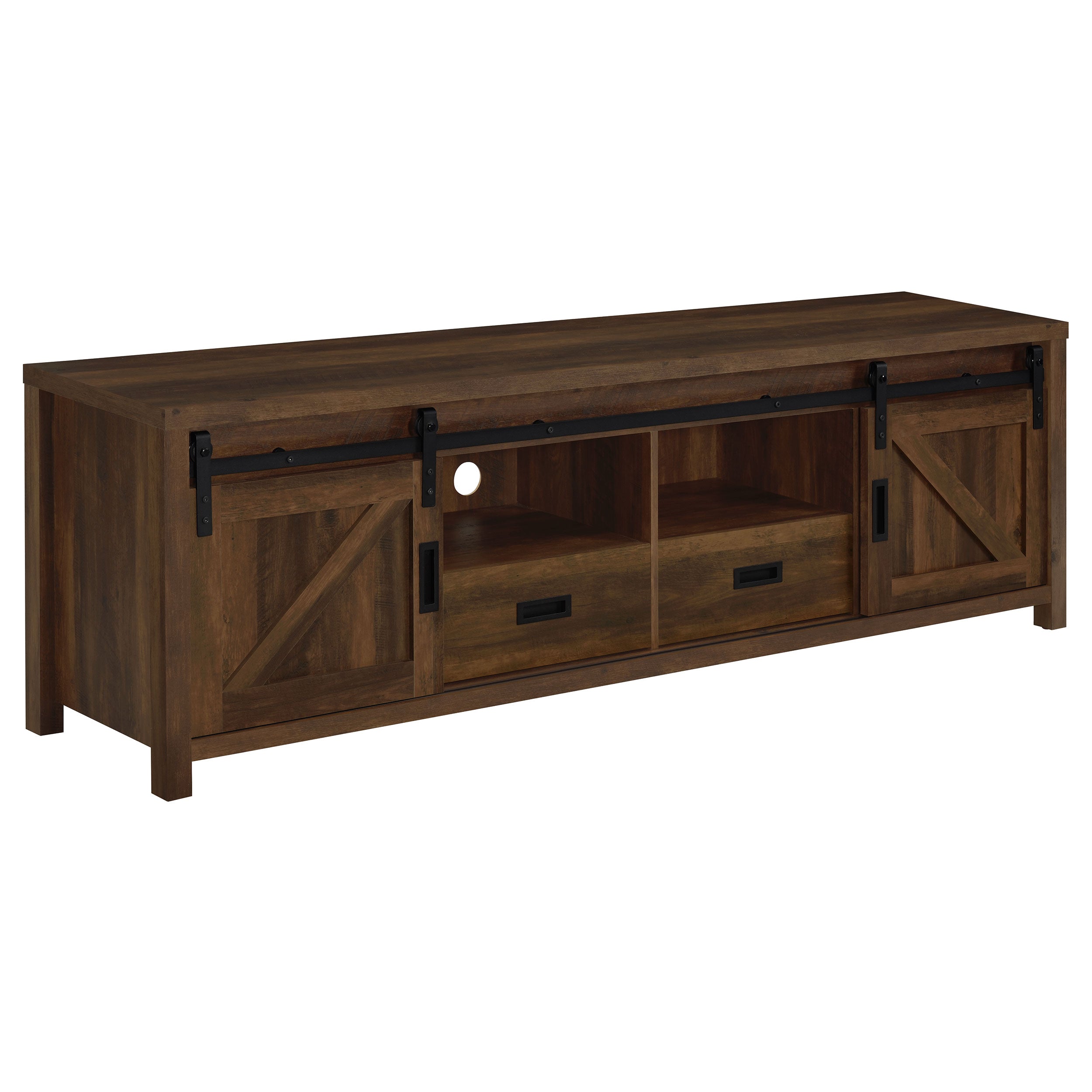 Tampa Furniture Outlet - Coaster - Madra 2-door Engineered Wood 79-inch TV Stand Dark Pine - 736273
