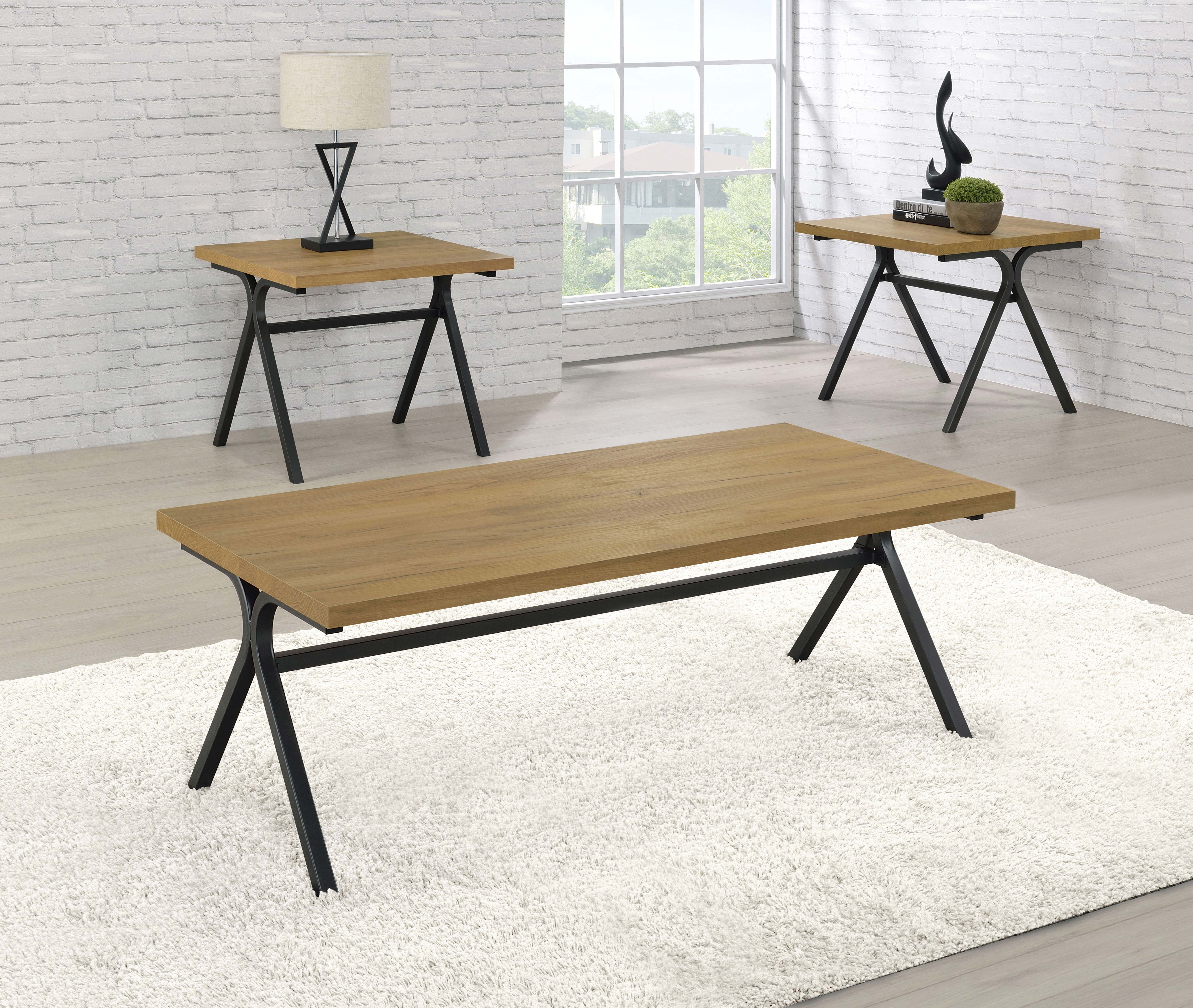 Tampa Furniture Outlet - Coaster - Colmar 3-piece Engineered Wood Coffee Table Set Golden Oak - 753424