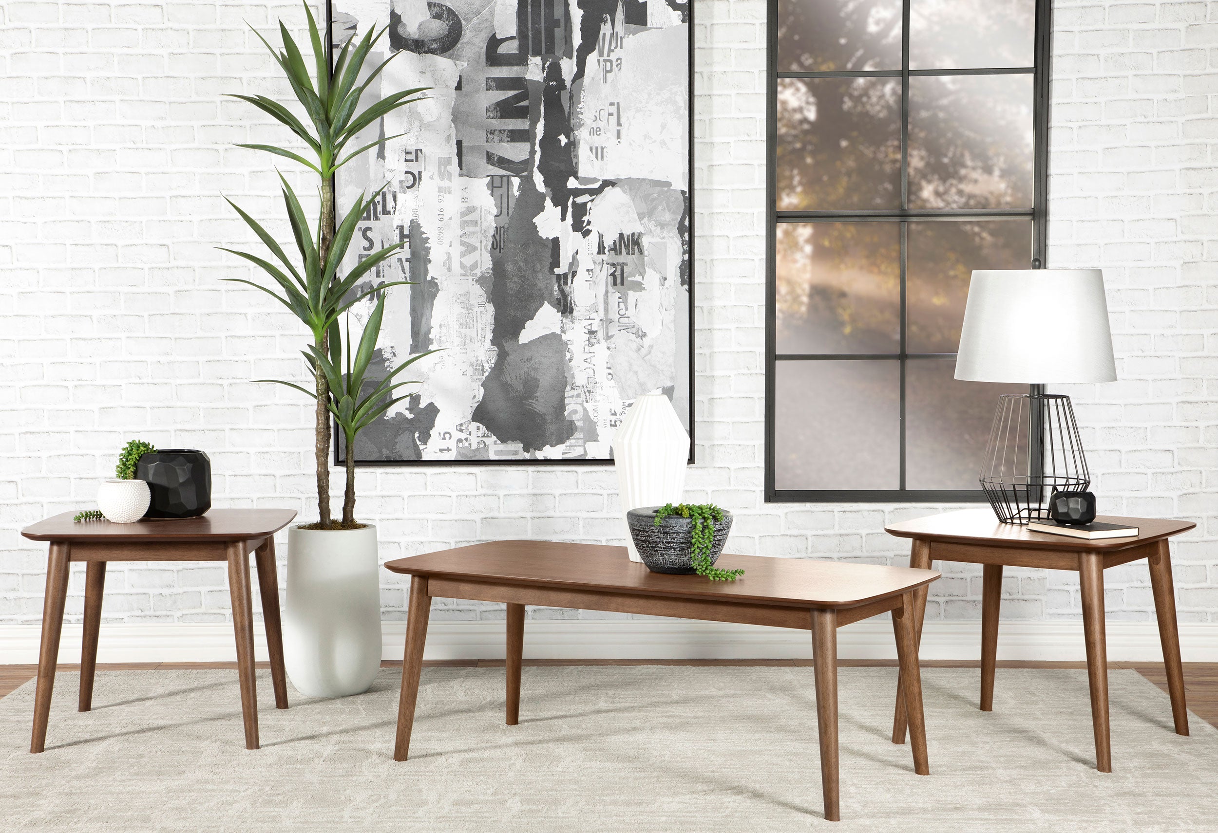 Tampa Furniture Outlet - Coaster - Radley 3-piece Rectangular Coffee Table Set Natural Walnut - 753524