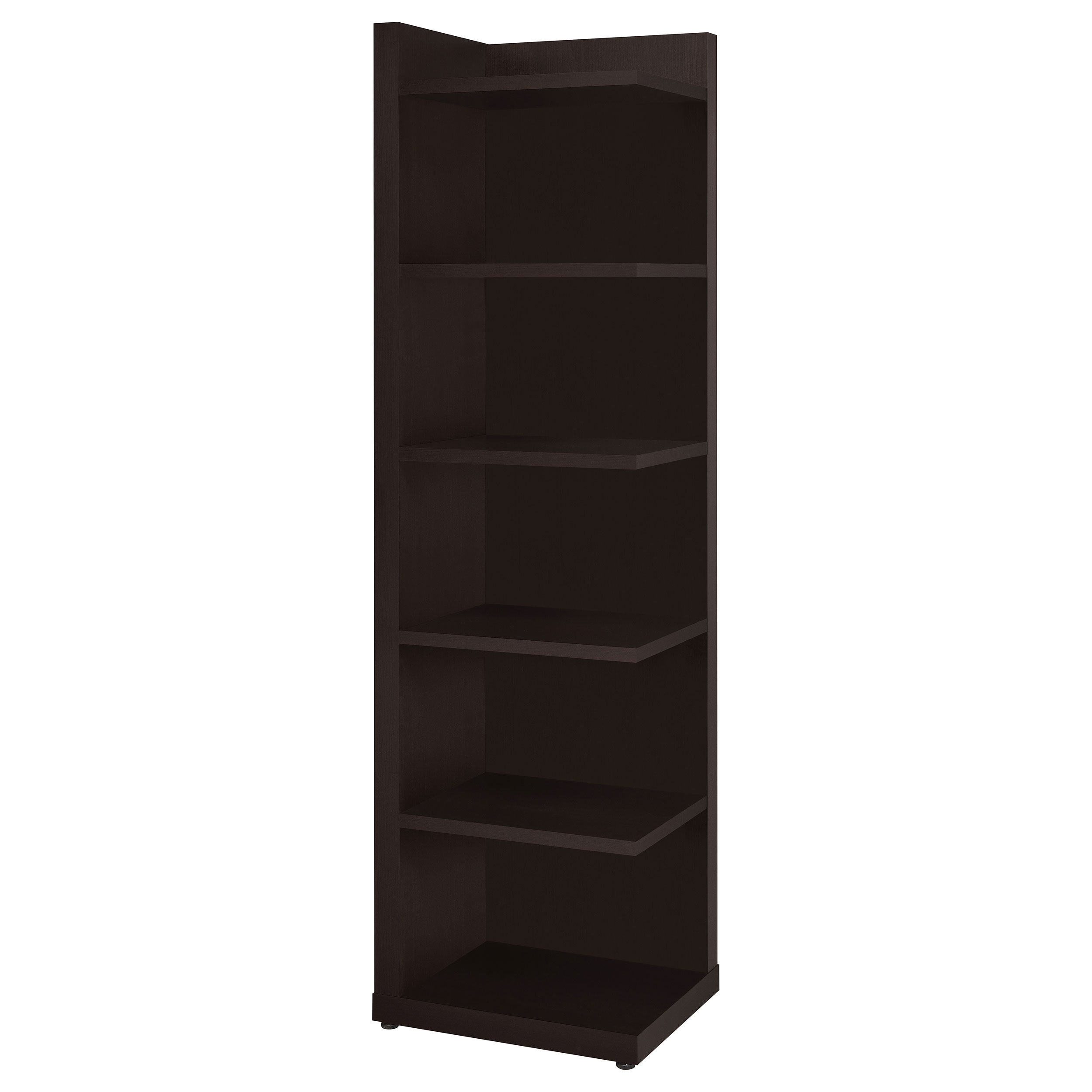Tampa Furniture Outlet - Coaster - Alder 71-inch 6-shelf Corner Bookcase Cappuccino - 800270