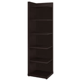 Tampa Furniture Outlet - Coaster - Alder 71-inch 6-shelf Corner Bookcase Cappuccino - 800270
