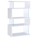 Tampa Furniture Outlet - Coaster - Emelle 63-inch 4-shelf Glass Panel Bookshelf White - 800300