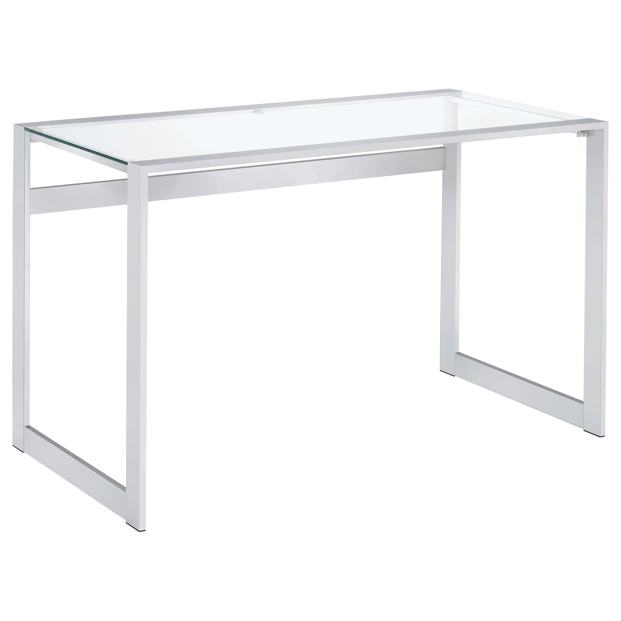 Tampa Furniture Outlet - Coaster - Hartford 47-inch Glass Top Writing Desk Chrome - 800746