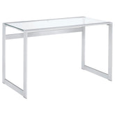 Tampa Furniture Outlet - Coaster - Hartford 47-inch Glass Top Writing Desk Chrome - 800746