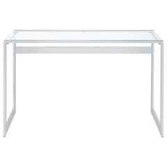 Hartford 47-inch Glass Top Writing Desk Chrome