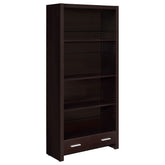 Tampa Furniture Outlet - Coaster - Skylar 71-inch 5-shelf Bookcase with Drawer Cappuccino - 800905
