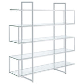 Tampa Furniture Outlet - Coaster - Elmer 63-inch 5-shelf Bookshelf Clear and Chrome - 801304