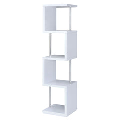 Tampa Furniture Outlet - Coaster - Baxter 67-inch 4-shelf Bookshelf White and Chrome - 801418