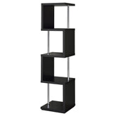 Tampa Furniture Outlet - Coaster - Baxter 67-inch 4-shelf Bookshelf Black and Chrome - 801419