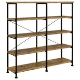 Tampa Furniture Outlet - Coaster - Analiese 63-inch 4-shelf Double Bookshelf Rustic Nutmeg - 801543