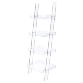 Tampa Furniture Outlet - Coaster - Amaturo 72-inch 4-shelf Acrylic Ladder Bookshelf Clear - 801553