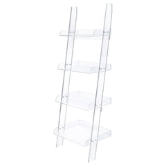 Tampa Furniture Outlet - Coaster - Amaturo 72-inch 4-shelf Acrylic Ladder Bookshelf Clear - 801553