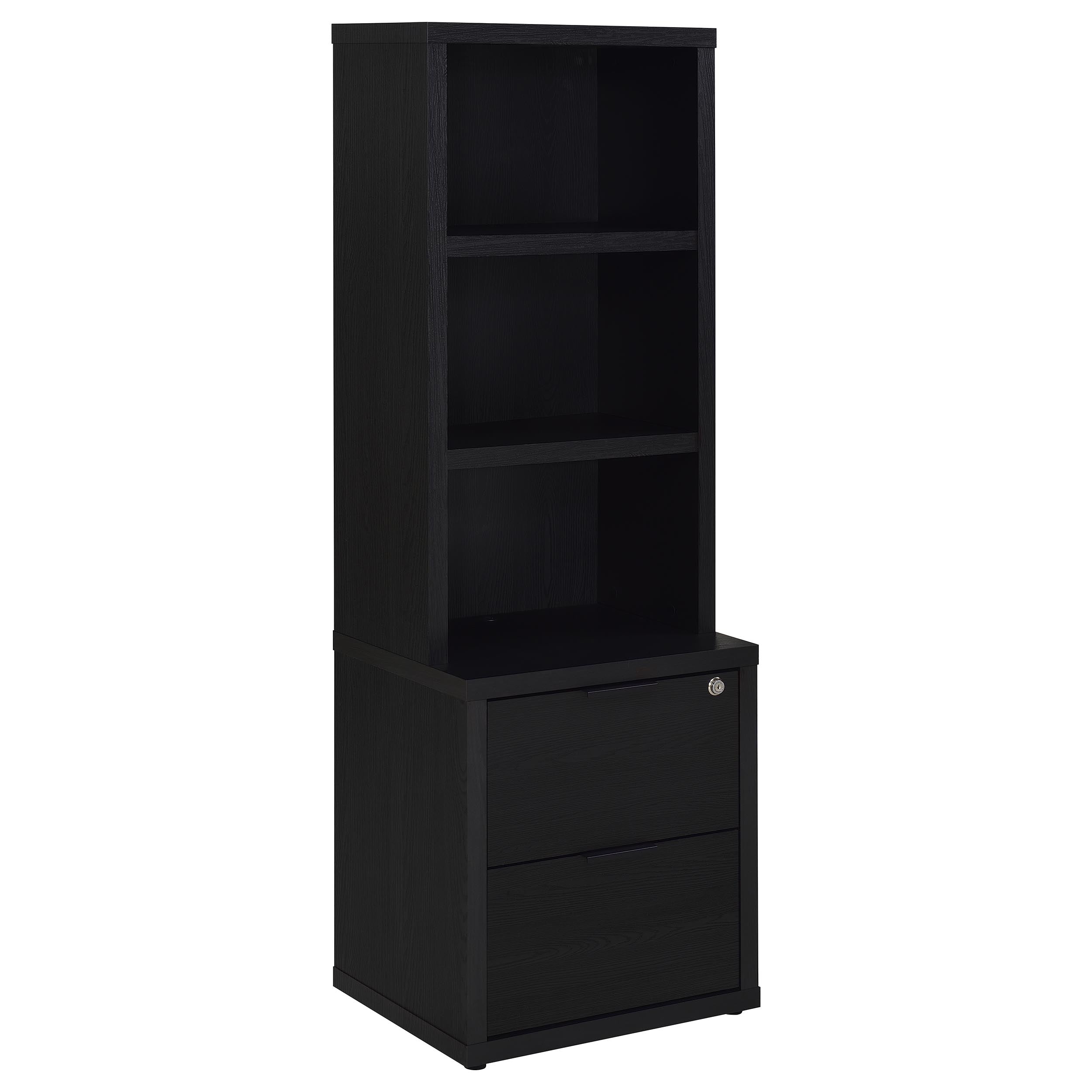 Tampa Furniture Outlet - Coaster - Westpark 3-shelf Bookcase USB and Lockable Drawer Black - 802703