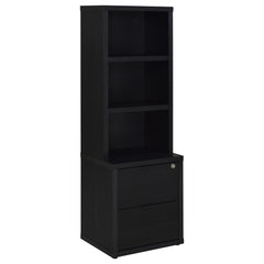 Tampa Furniture Outlet - Coaster - Westpark 3-shelf Bookcase USB and Lockable Drawer Black - 802703