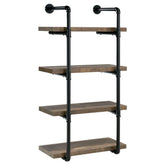 Tampa Furniture Outlet - Coaster - Elmcrest 24-inch 4-shelf Wall Bookshelf Rustic Oak - 804426