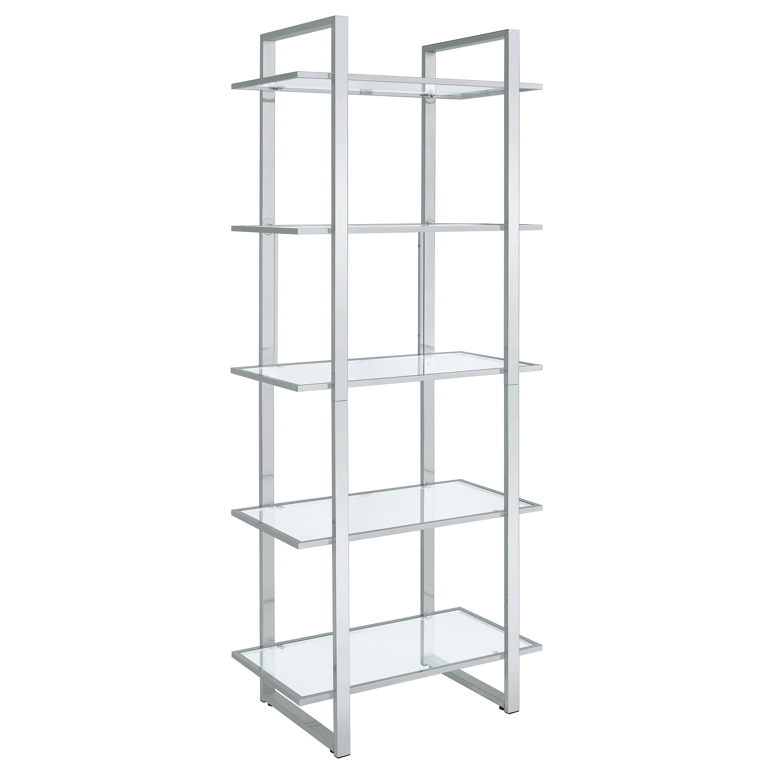 Tampa Furniture Outlet - Coaster - Hartford 79-inch 5-shelf Glass Bookshelf Chrome - 805538