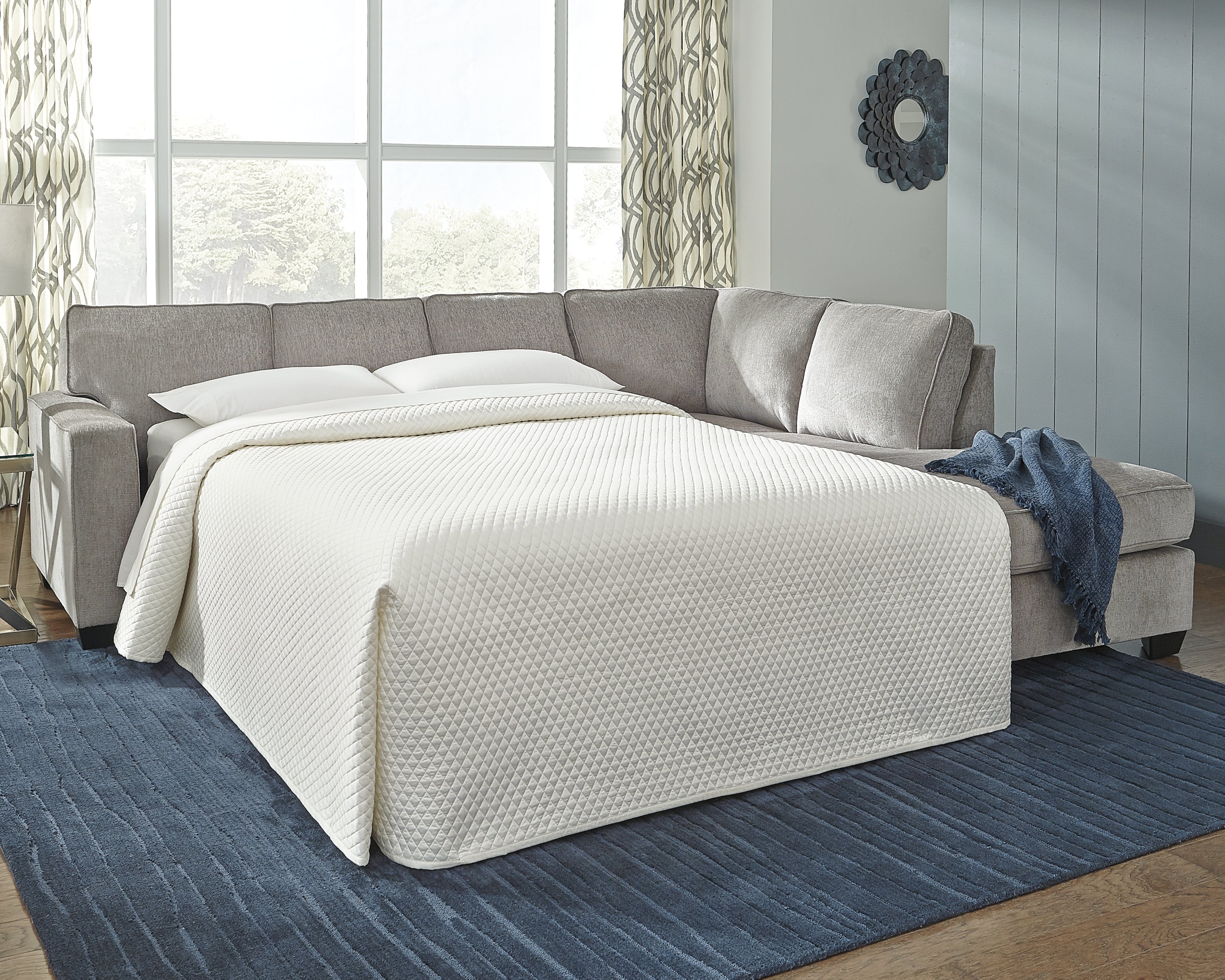 Tampa Furniture Outlet Lutz - Ashley Furniture - Altari Sectional - 2-Piece Sleeper Sectional with Chaise / Alloy - 87214S3