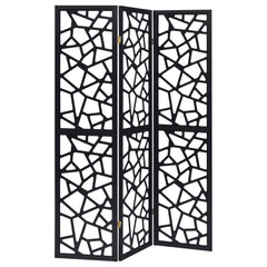 Tampa Furniture Outlet - Coaster - Nailan 3-Panel Room Divider Folding Screen Black Open Mosaic - 900092