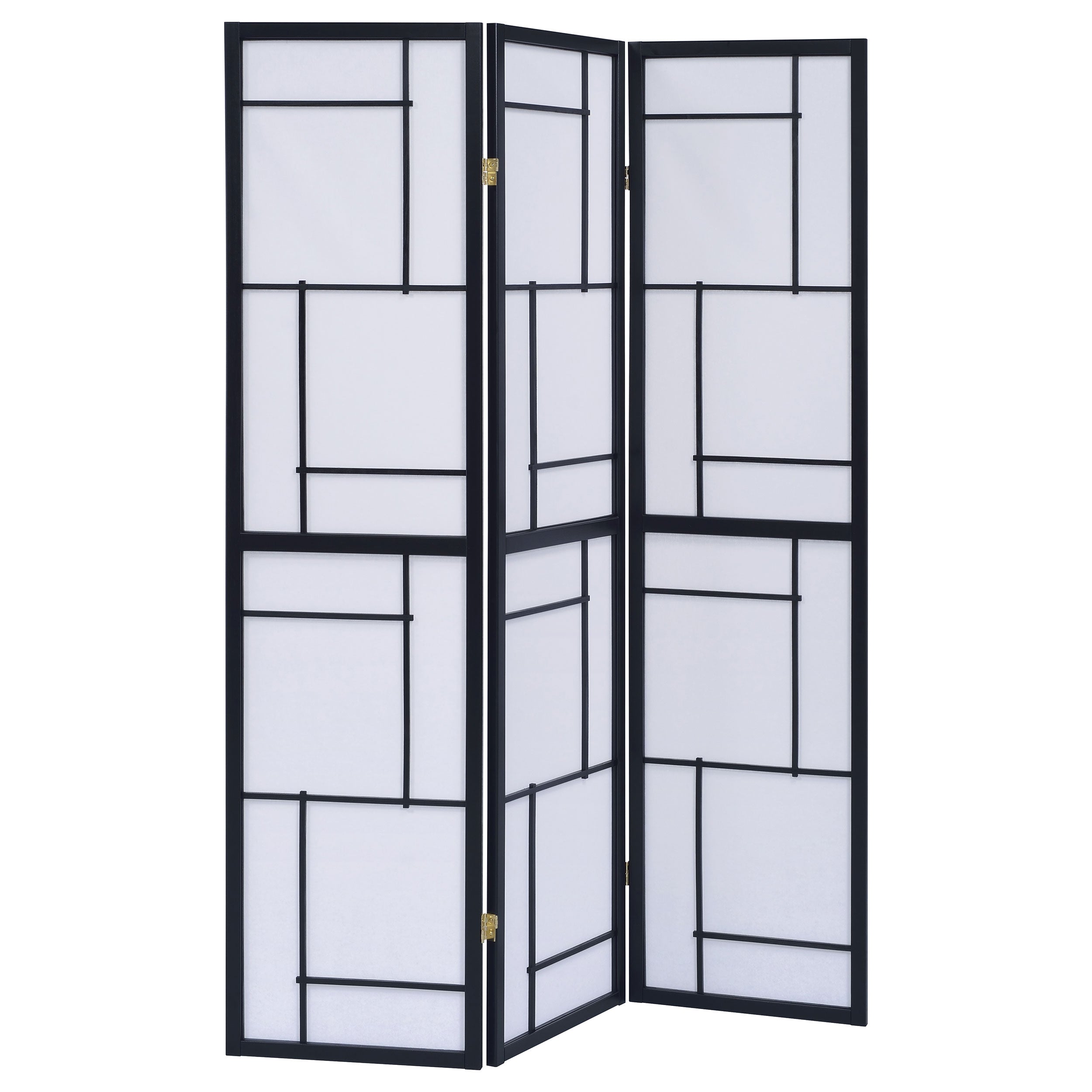 Tampa Furniture Outlet - Coaster - Damis 3-Panel Room Divider Folding Shoji Screen Black - 900102
