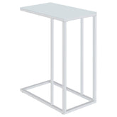 Tampa Furniture Outlet - Coaster - Stella White Glass Top C-Shaped Sofa Side Table Chrome - 900250