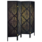 Tampa Furniture Outlet - Coaster - Haidera 4-Panel Room Divider Folding Screen Black Damask - 901632
