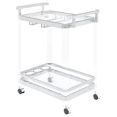 Tampa Furniture Outlet - Coaster - Jefferson 2-tier Glass Shelf Acrylic Bar Cart Chrome - 902589