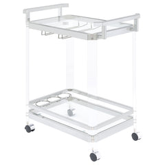Tampa Furniture Outlet - Coaster - Jefferson 2-tier Glass Shelf Acrylic Bar Cart Chrome - 902589