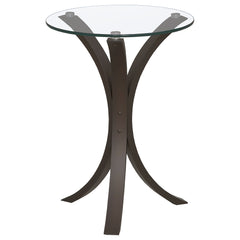 Tampa Furniture Outlet - Coaster - Edgar Round Glass Top Accent Side Table Cappuccino - 902867