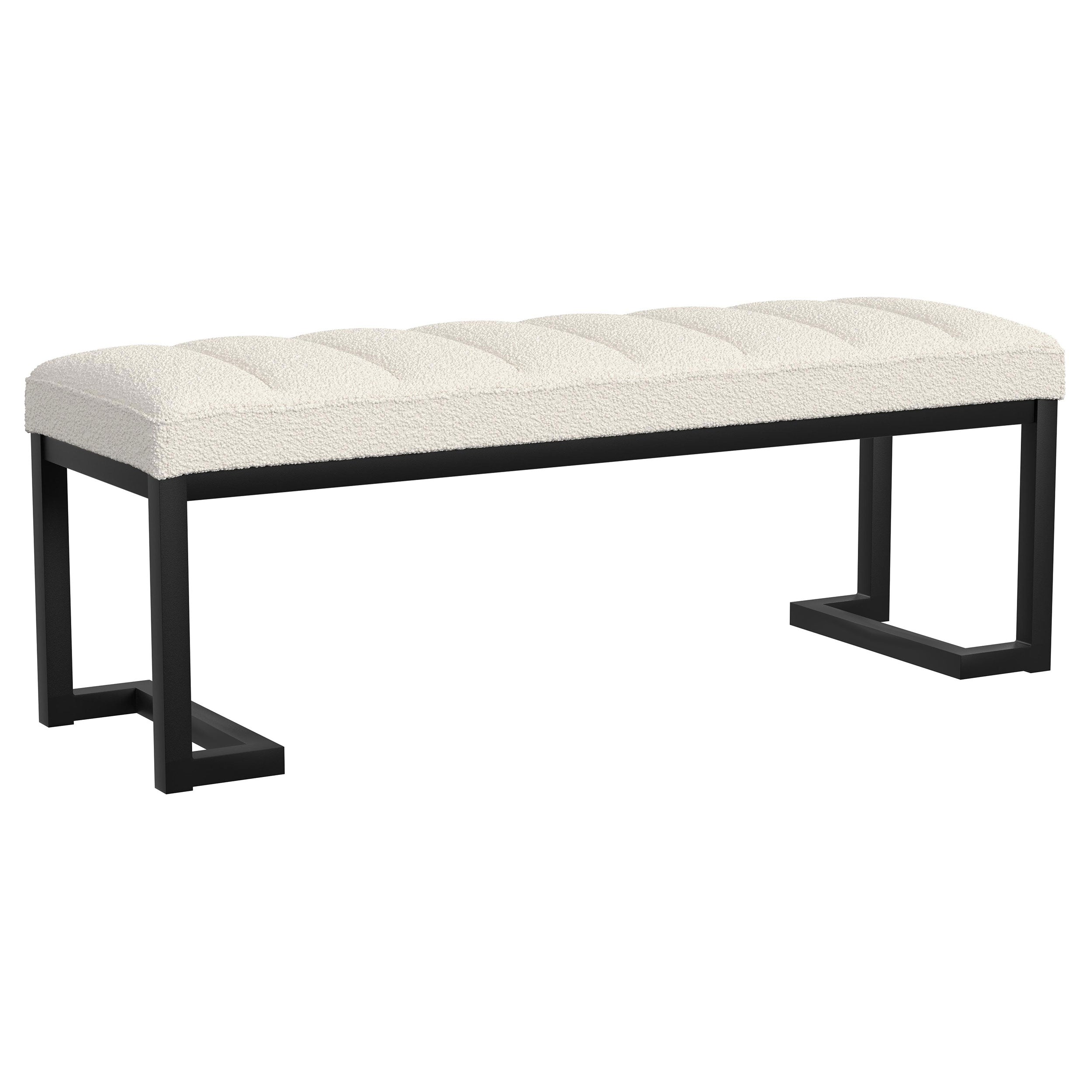 Tampa Furniture Outlet - Coaster - Mesa Boucle Upholstered Tufted Accent Bench Vanilla - 907514
