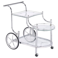 Tampa Furniture Outlet - Coaster - Sarandon 3-tier Glass Shelf Metal Bar Cart Chrome - 910076