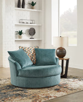 Tampa Furniture Outlet Lutz - Ashley Furniture - Laylabrook Living Room - Oversized Swivel Accent Chair / Teal - 9220621