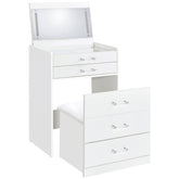 Tampa Furniture Outlet - Coaster - Danbury 3-drawer Makeup Vanity & Stool Set White High Gloss - 930208