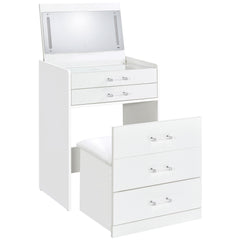 Tampa Furniture Outlet - Coaster - Danbury 3-drawer Makeup Vanity & Stool Set White High Gloss - 930208