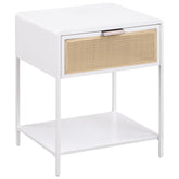 Tampa Furniture Outlet - Coaster - Amherst 1-drawer Radio Weave Cane Metal Bedside Table White - 930236