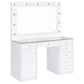 Tampa Furniture Outlet - Coaster - Acena 7-drawer Vanity Set with Lighting White High Gloss - 931143